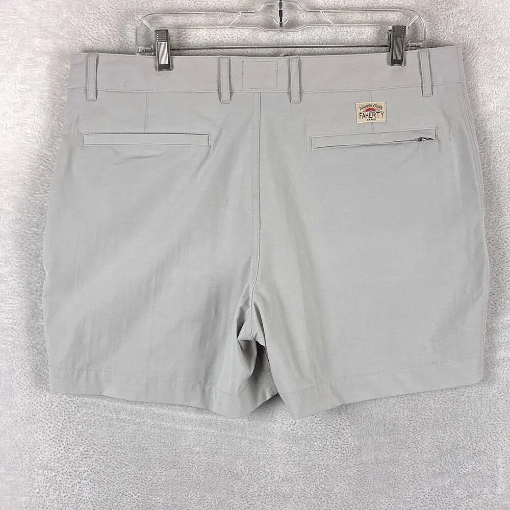 Faherty Shorts Mens 35 Gray All Day Performance Drawstring Stretch Preppy Beach